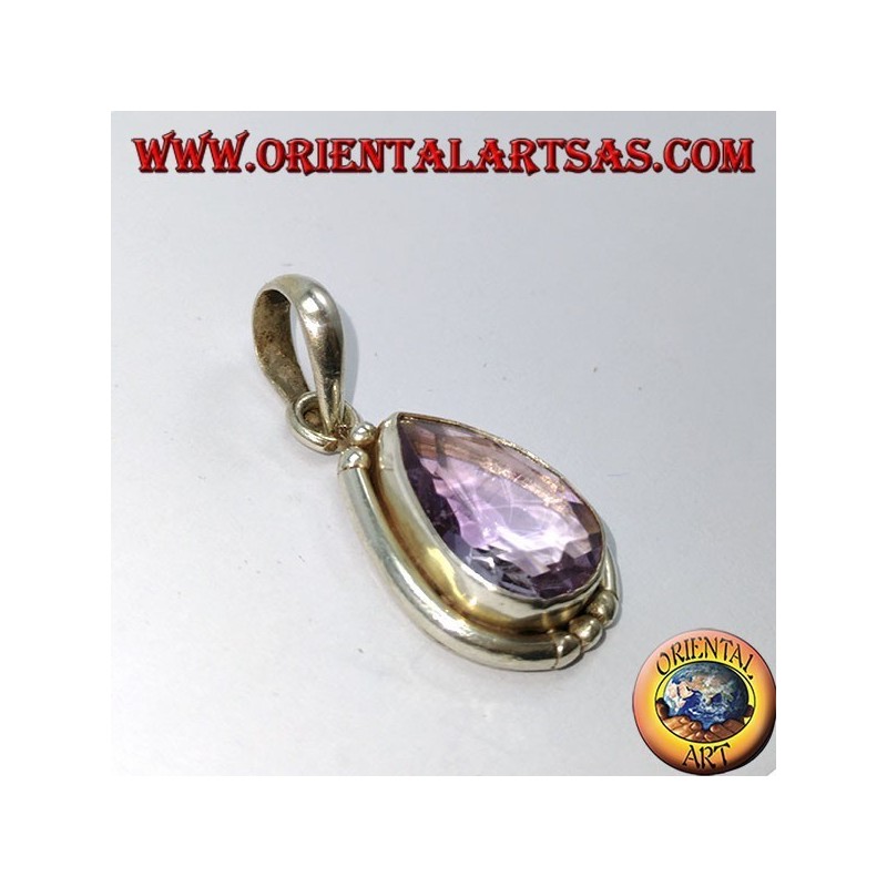 Silber Anhänger mit natürlichem Tropfen Amethyst