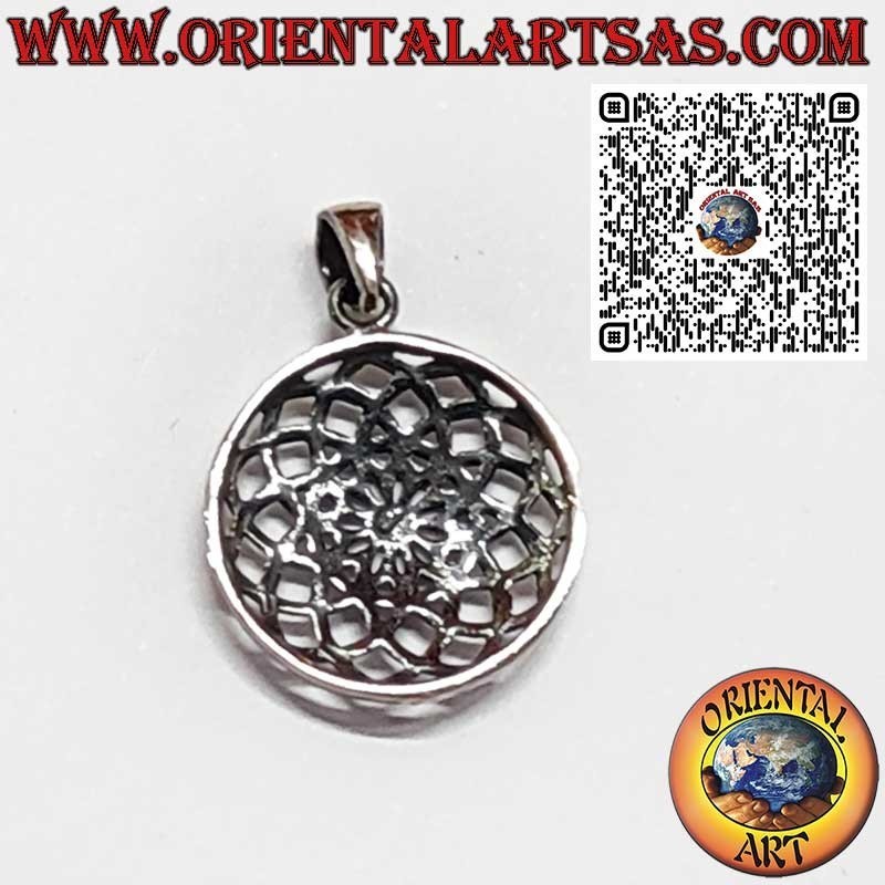 Sterling Silver 925 Mandala Pendant in the Shape of the Flower of Life
