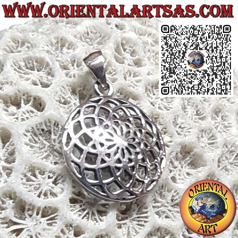Sterling Silver 925 Mandala Pendant in the Shape of the Flower of Life