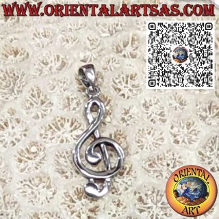 Ciondolo in Argento 925 a forma di Chiave di Violino. Simbolo di musica, armonia e passione artistica.