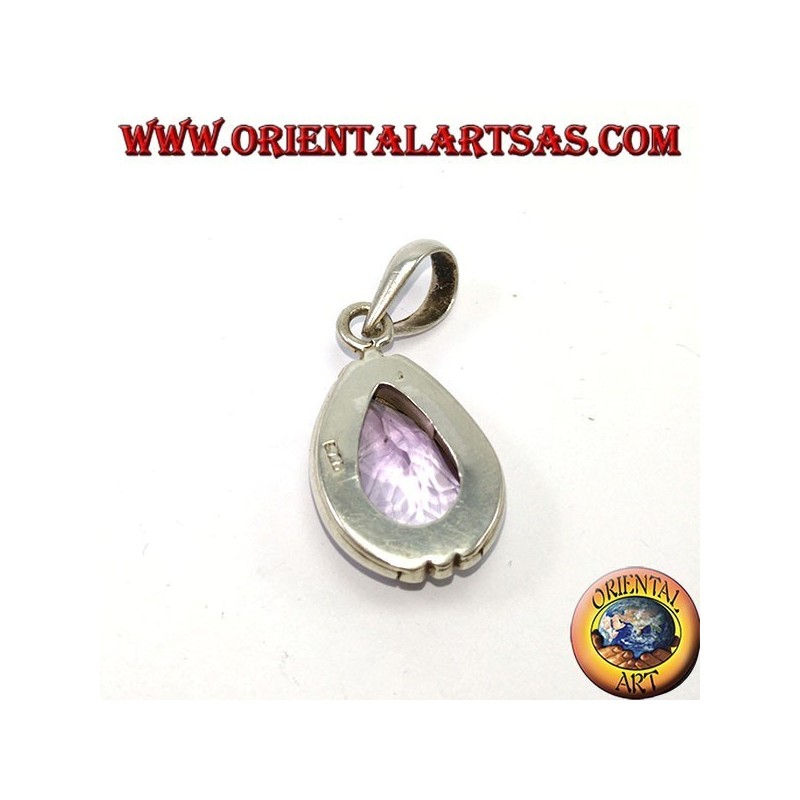 Silber Anhänger mit natürlichem Tropfen Amethyst
