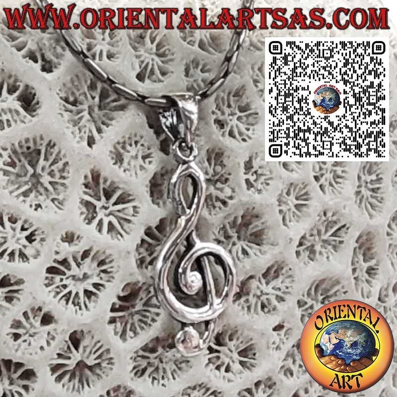 925er Silberanhänger Violinschlüssel – Elegantes Musiksymbol