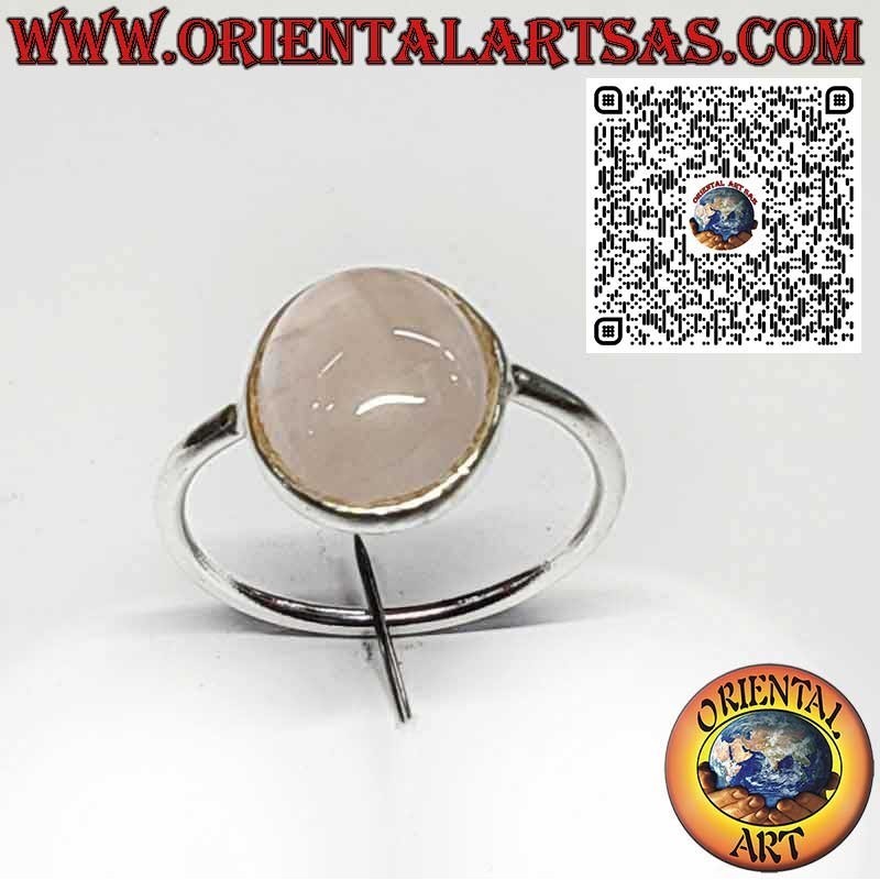 Bague en Argent 925 avec Quartz Rose Naturel Ovale – Design Élégant et Simple