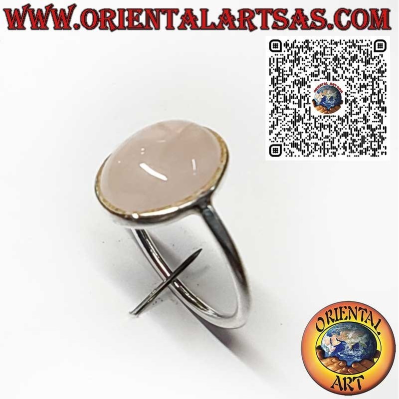 Anillo de Plata 925 con Cuarzo Rosa Natural Ovalado – Diseño Elegante y Sencillo