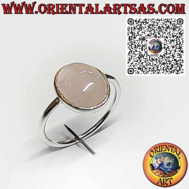 925 Sterling Silver Ring with Natural Oval Rose Quartz – Elegant Simple Design