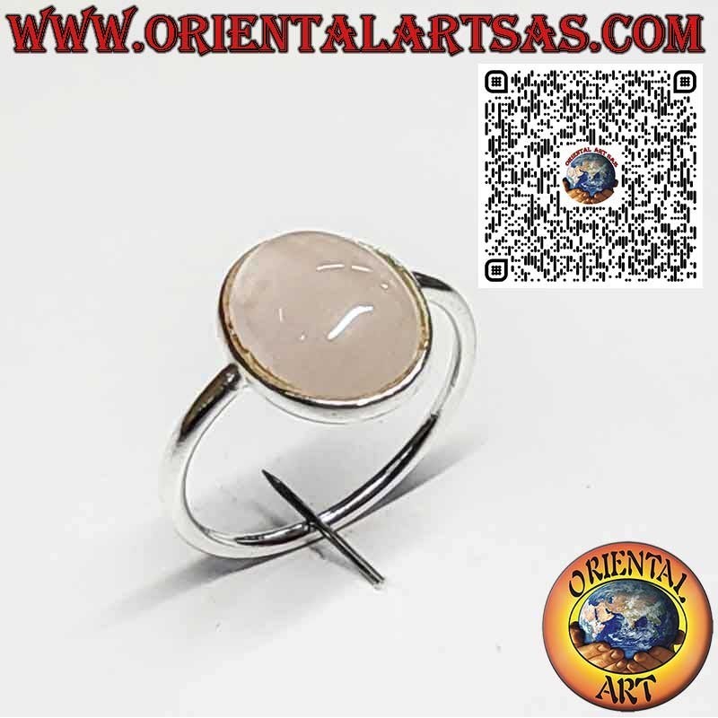 925er Silberring mit Natürlichem Ovalem Rosenquarz – Elegantes Schlichtes Design