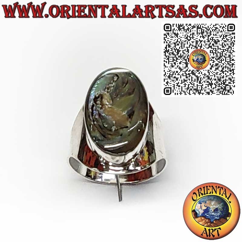 925er Silberring breite Band mit ovaler Abalone Paua Shell