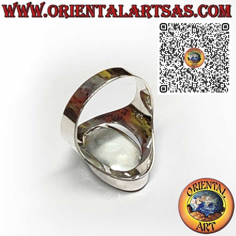 Anillo de Plata 925 Banda Ancha con Abalone Paua Shell Oval