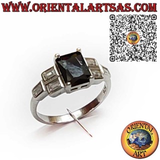 Bague en Argent 925 avec Spinelle Noir et Zircons – Élégance et mystère dans chaque détail.