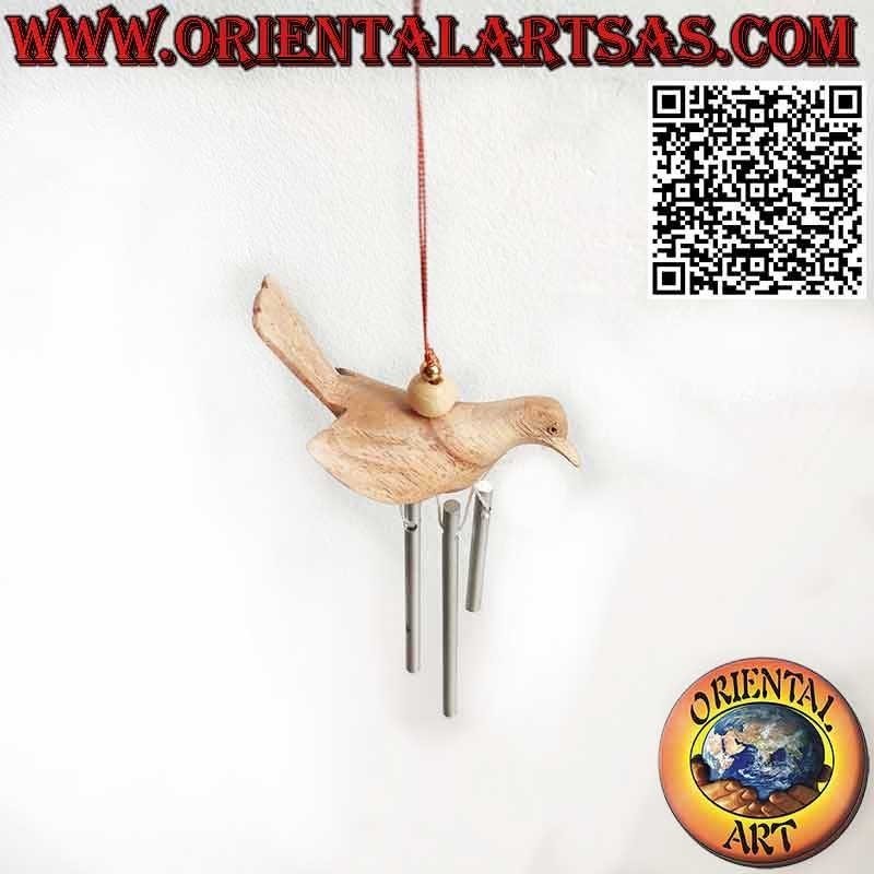 Carillones de viento de pájaro golondrina en madera con 3 cañas, sonido dulce y relajante