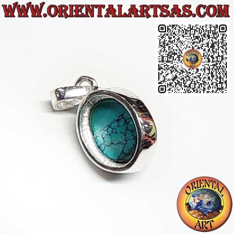 Colgante de Plata 925 con Turquesa Oval – Montura Lisa de Borde Alto