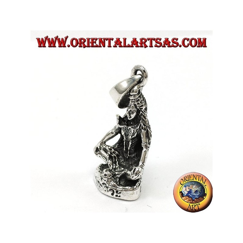 Silver pendant, Śiva (devanagari शिव adapted in Shiva)