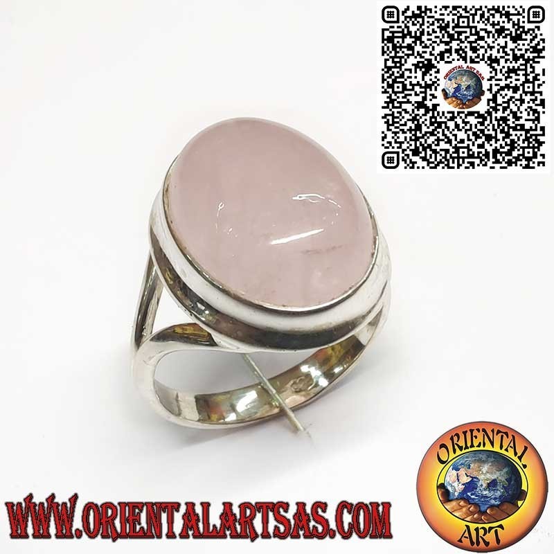 Anello in Argento 925 con Quarzo Rosa Naturale Ovale – Simbolo di Amore e Armonia