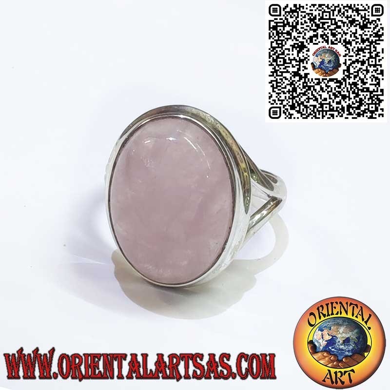 925 Sterling Silver Ring with Natural Oval Rose Quartz – Symbol of Love and Harmony