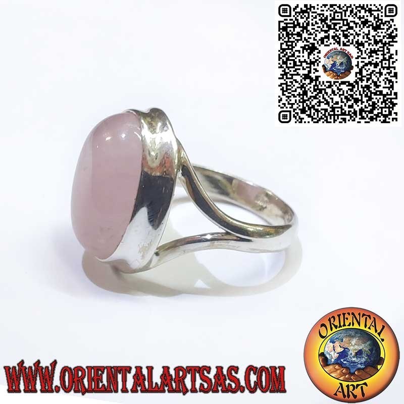Anello in Argento 925 con Quarzo Rosa Naturale Ovale – Simbolo di Amore e Armonia