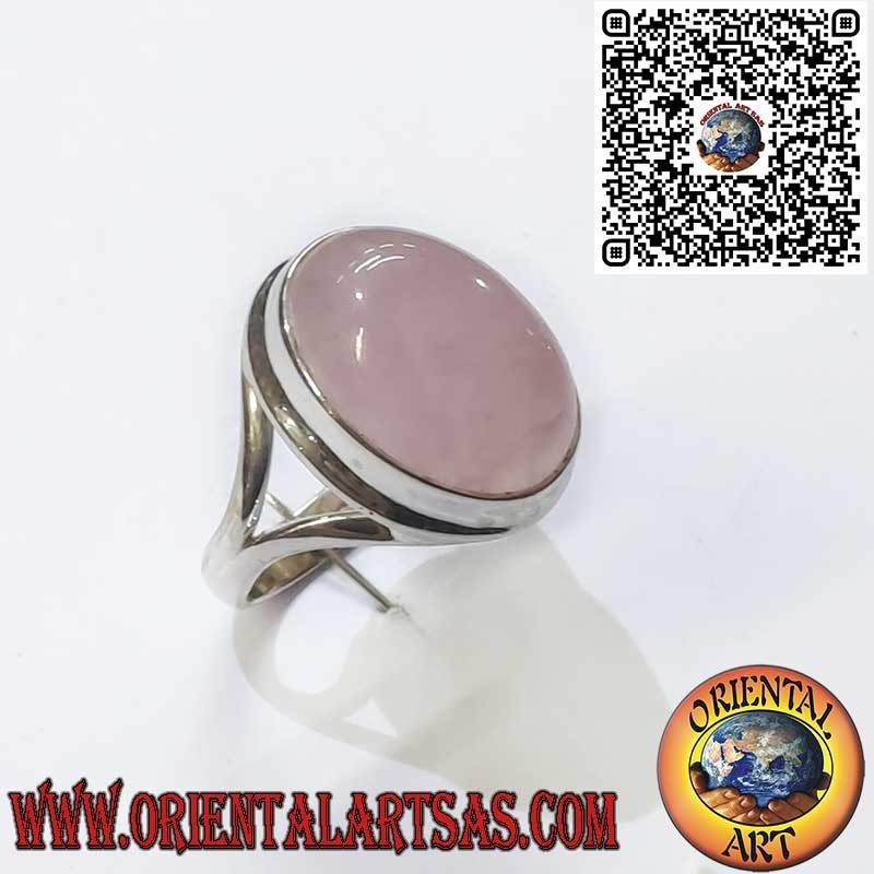 925 Sterling Silver Ring with Natural Oval Rose Quartz – Symbol of Love and Harmony