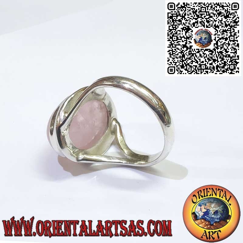 Bague en Argent 925 avec Quartz Rose Naturel Ovale et Monture en V – Symbole d’Amour et d’Harmonie