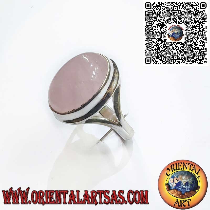 Anello in Argento 925 con Quarzo Rosa Naturale Ovale – Simbolo di Amore e Armonia