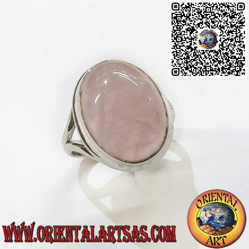 925 Sterling Silver Ring with Natural Oval Rose Quartz – Symbol of Love and Harmony
