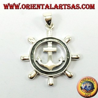 Colgante de plata, timón con ancla