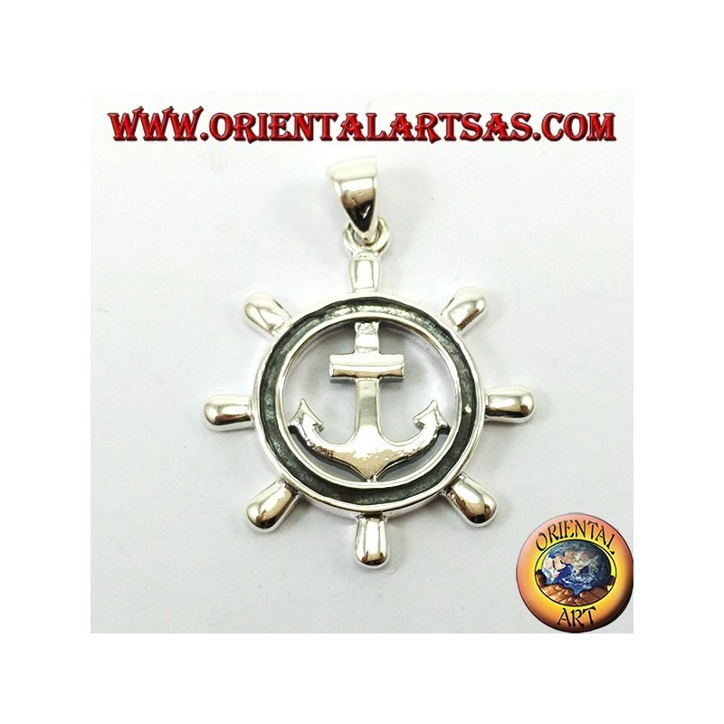 Pendentif en argent, timon avec ancre