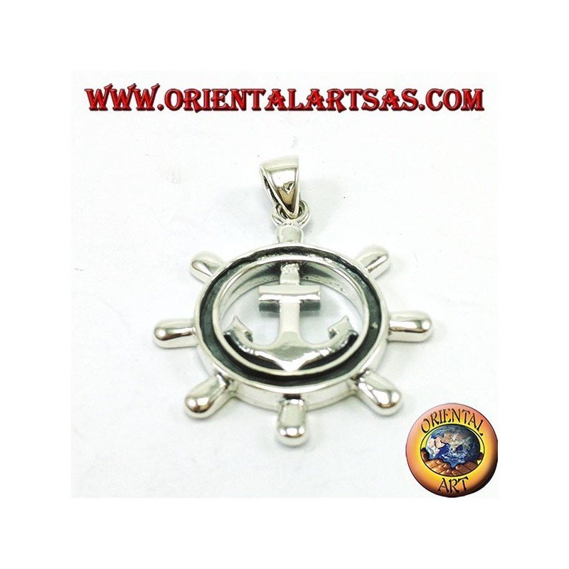 Colgante de plata, timón con ancla