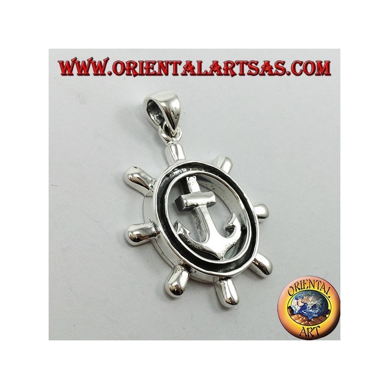 Silver pendant, Rudder with anchor