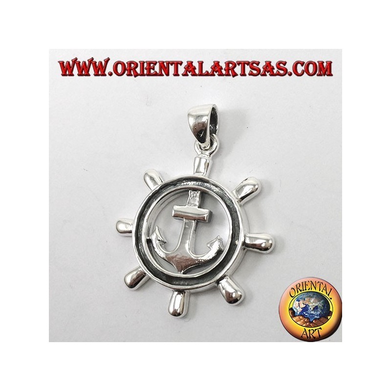 Silver pendant, Rudder with anchor