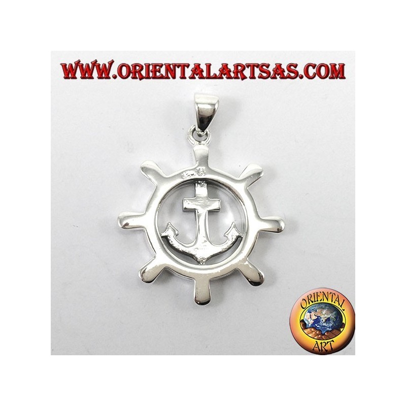 Pendentif en argent, timon avec ancre