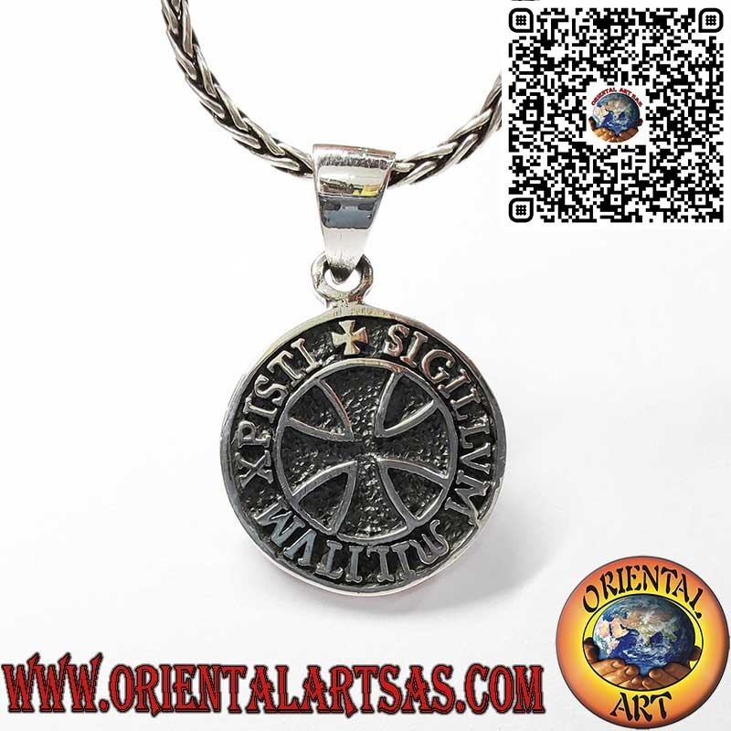 925er Silberanhänger mit Tempelritter-Siegel und Templerkreuz