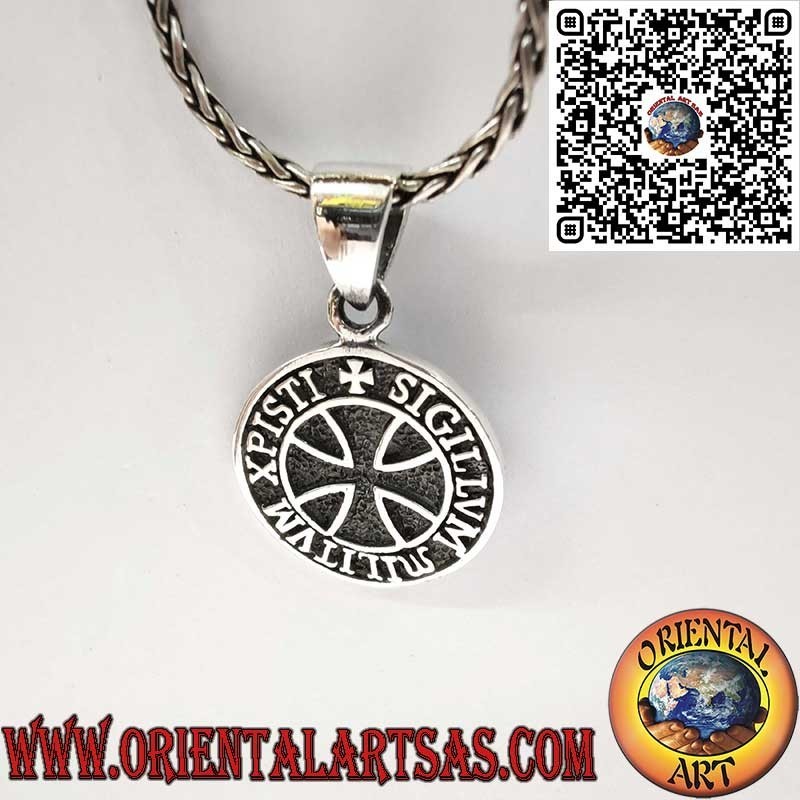 Ciondolo in Argento 925 con Sigillo dei Cavalieri Templari e Croce Templare