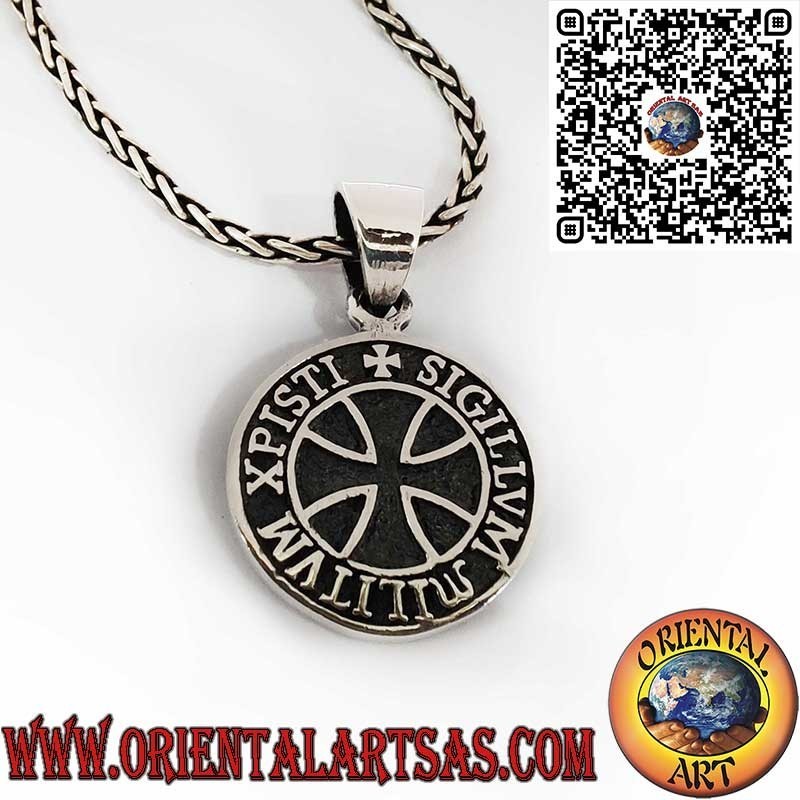 925er Silberanhänger mit Tempelritter-Siegel und Templerkreuz