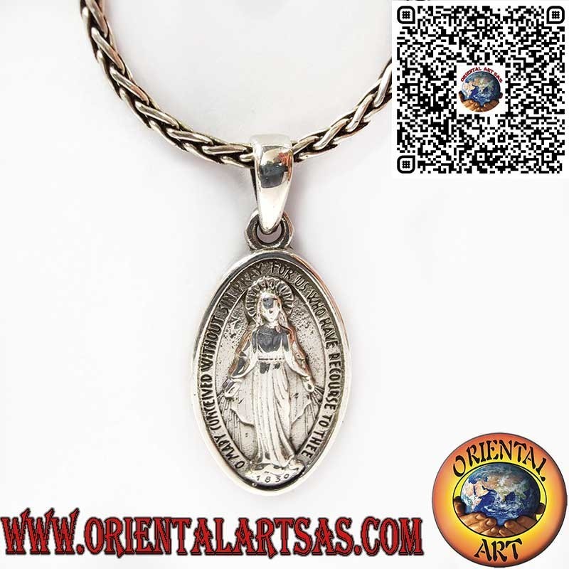 Pendentif Médaille Miraculeuse Double Face en Argent 925 – Vierge Marie