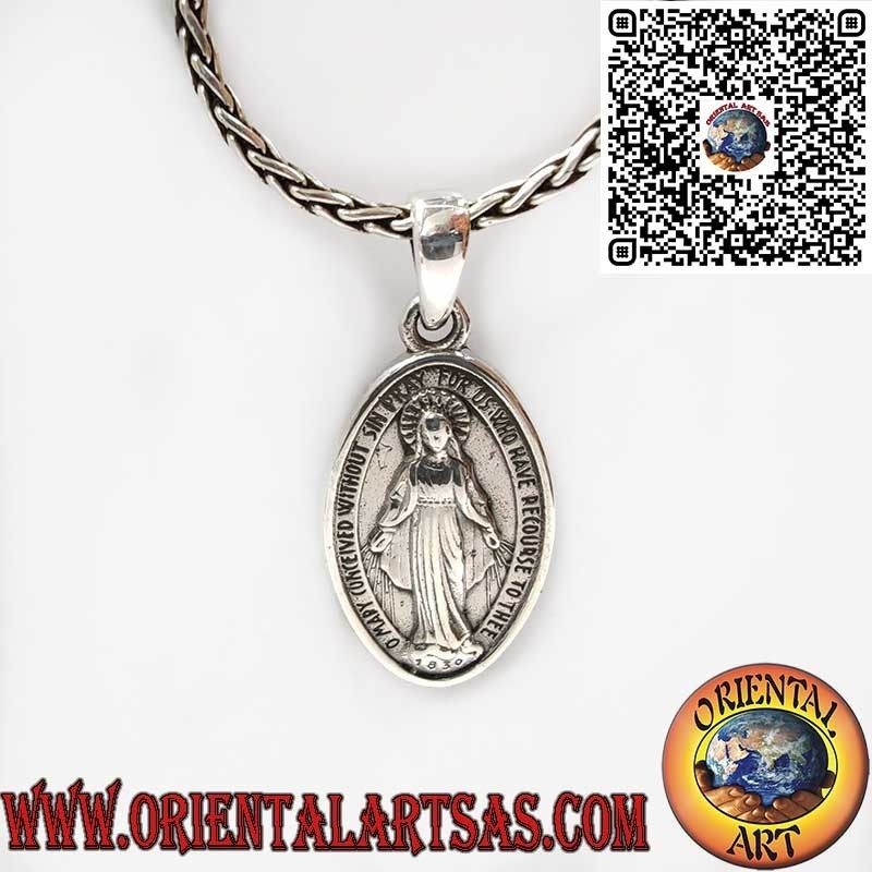 Sterling Silver Miraculous Medal Double-Sided Pendant – Virgin Mary