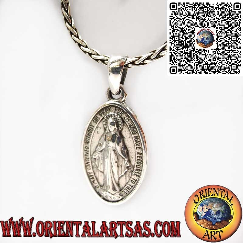 Colgante Medalla Milagrosa Doble Cara en Plata 925 – Virgen María