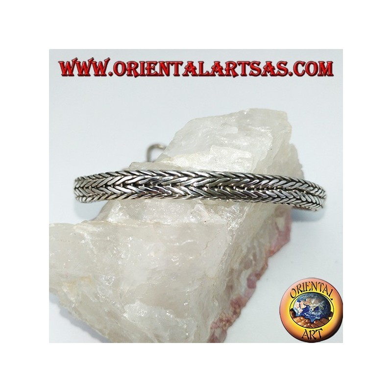 Bracelet en argent, tresse section ovale 6 * 4 * 230 mm. en longueur