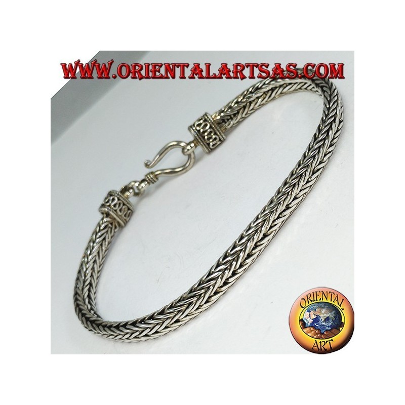 Silbernes Armband, Geflecht Oval Abschnitt 6 * 4 * 230 mm. in der Länge
