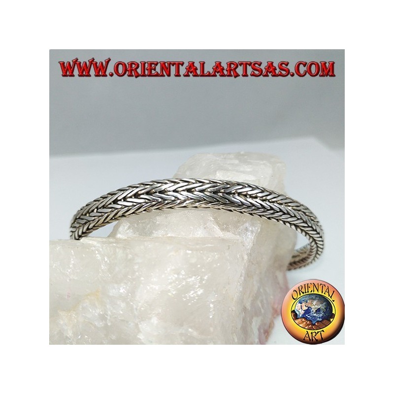 Pulsera de plata, trenza de sección oval 6 * 4 * 230 mm. de longitud