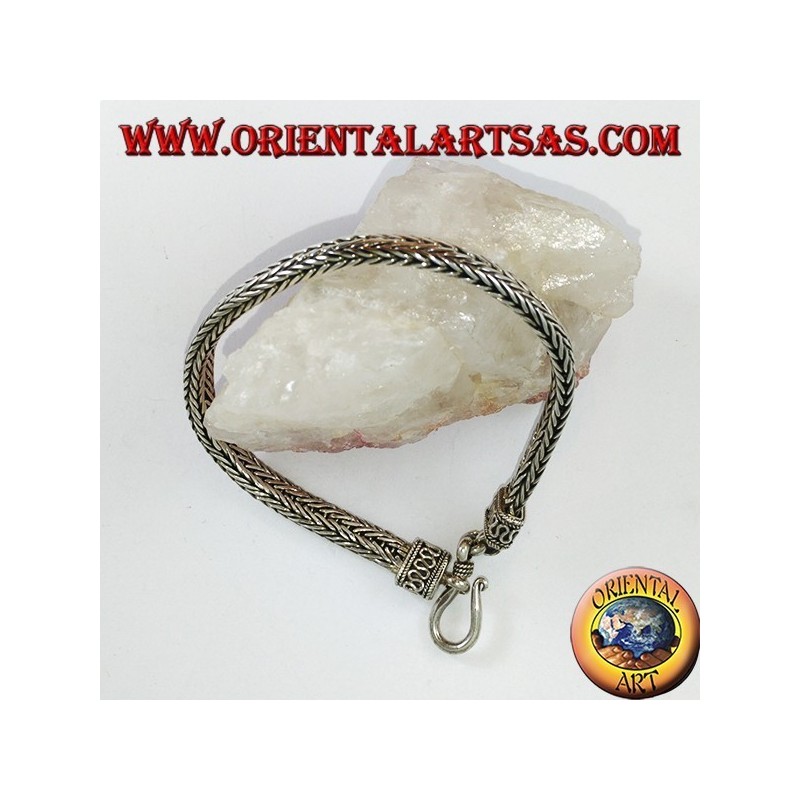 Pulsera de plata, trenza de sección oval 6 * 4 * 230 mm. de longitud