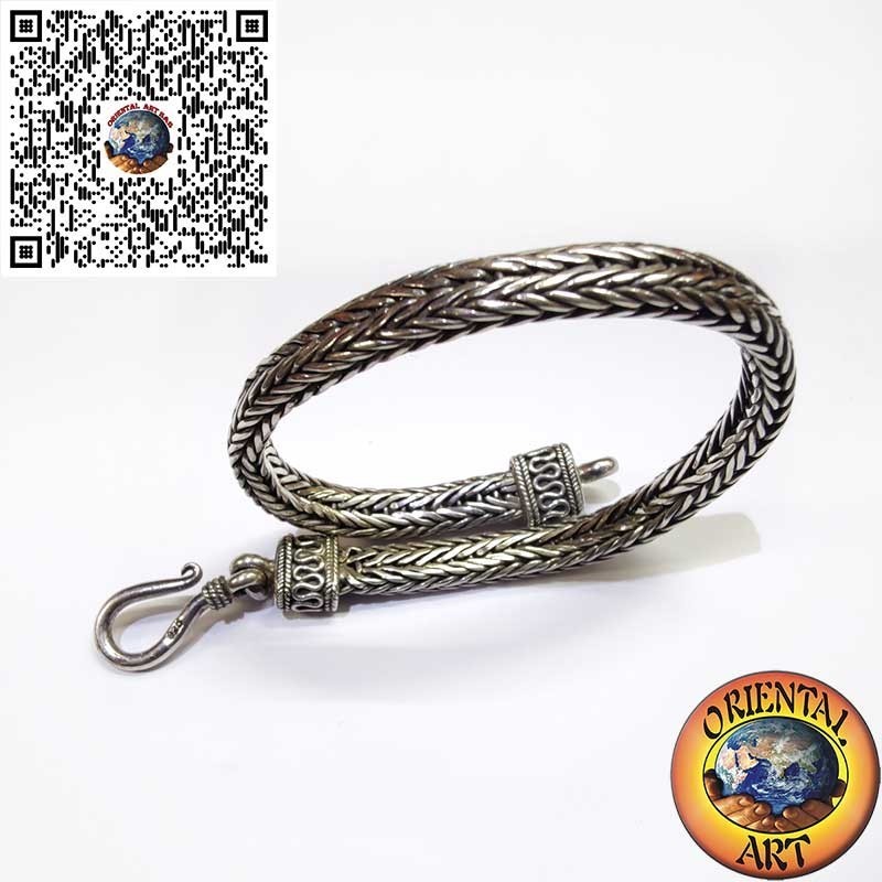 Silbernes Armband, Geflecht Oval Abschnitt 6 * 4 * 230 mm. in der Länge