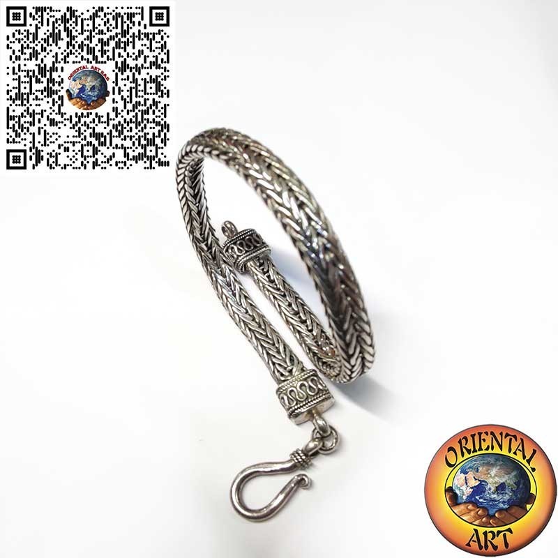 Bracelet en argent, tresse section ovale 6 * 4 * 230 mm. en longueur
