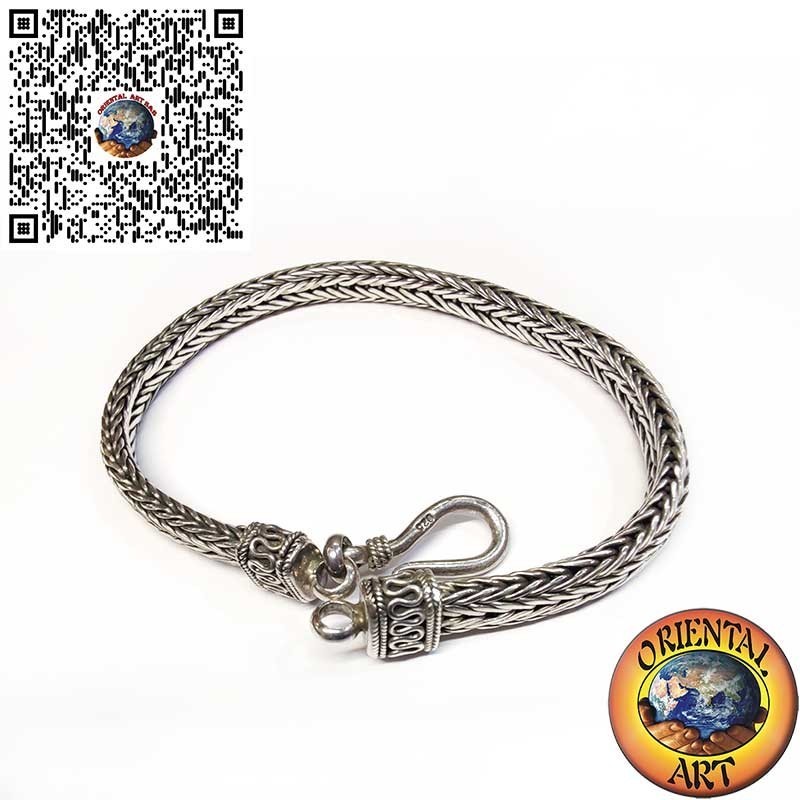 Silver bracelet, braid oval section 6 * 4 * 230 mm. of length