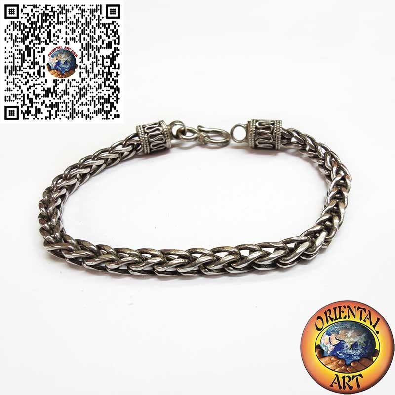 Bracelet en Argent 925 Tressé à Section Carrée 5×5 mm – Longueur 20,5 cm