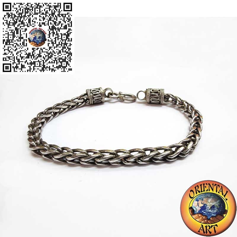 925er Silberarmband Geflochten – Quadratische Glieder 5×5 mm, Länge 20,5 cm