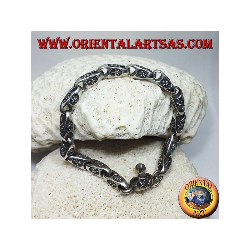 bracciale in argento, catena con giglio