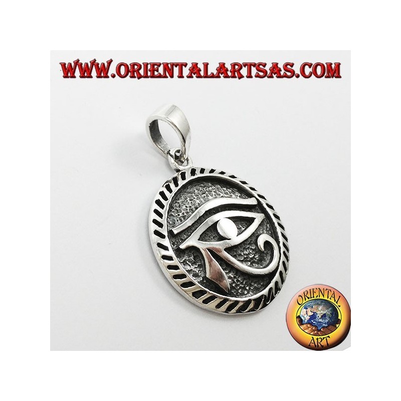 Silver pendant, Horus eye carved the symbol of prosperity