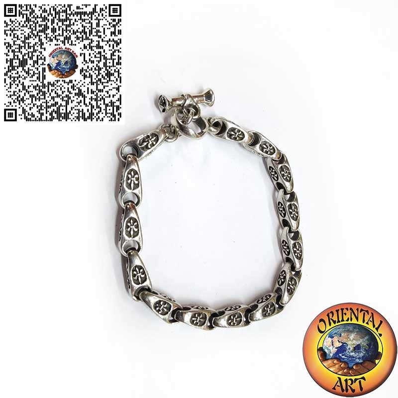 Bracciale Argento 925 Giglio Rilievo Artigianale | Oriental Art