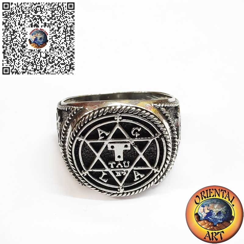 Anillo de Plata 925 con Sello de Salomón 3D – Hexagrama Hecho a Mano, Amuleto Espiritual, Regalo para Él
