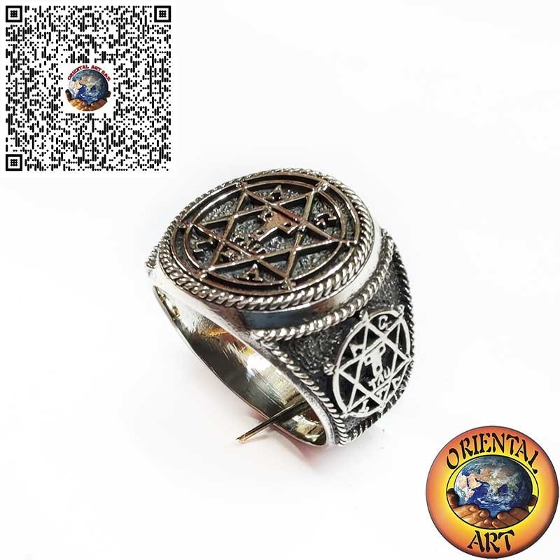 Sterling Silver Solomon’s Seal 3D Ring – Handmade Hexagram, Spiritual Amulet, Gift for Him