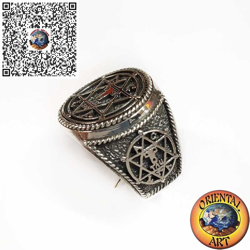 925er Silberring mit Salomonssiegel 3D – Handgefertigtes Hexagramm, Spiritueller Kabbala-Talisman für Herren